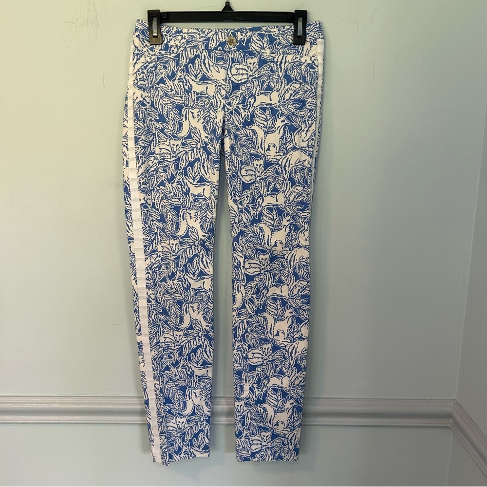 Lilly Pulitzer Coastal Blue, Fancy Feet Kelly Skinny Ankle Panty Size 0